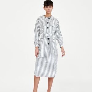 Striped Button-Up Midi Dress